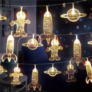 20LED Children's Room LED StringLight Astronaut Spaceship Rocket Pendant Holiday